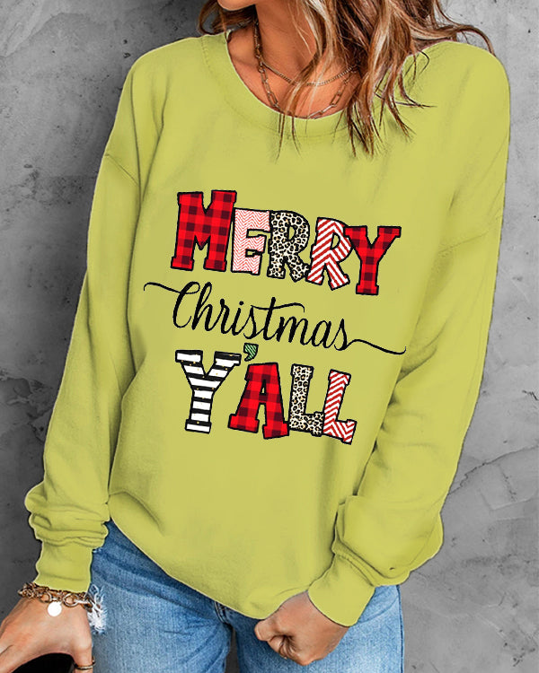 Moveposition™ Merry Christmas You All Print Crew Neck Sweatshirt-Move Position