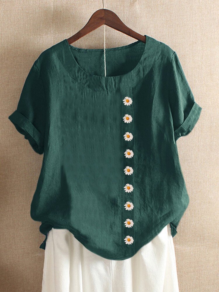 Women's Daisy Round Neck Loose Blouse-Move Position