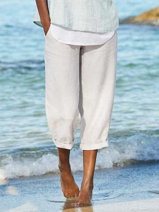 Women's Cotton Linen Comfortable Casual Pants-Move Position