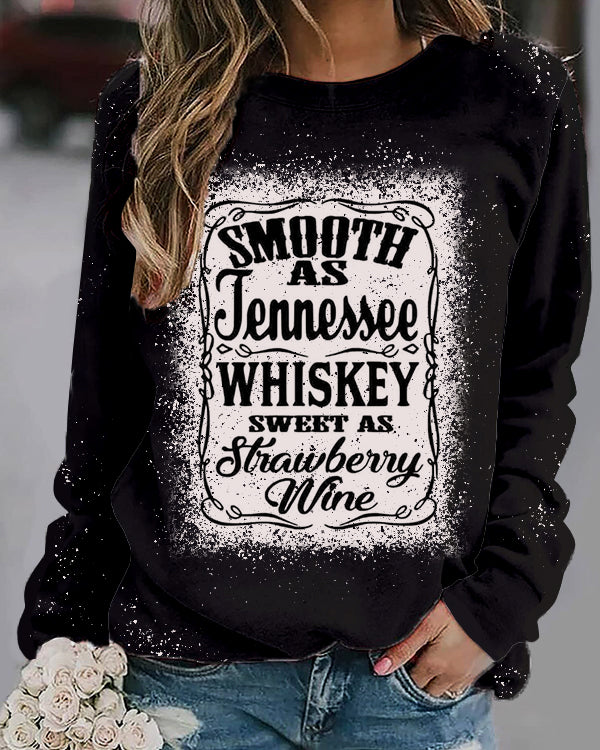 Moveposition™ Smooth As Jennessee Whiskey Sweet As Strawberry Wine Print Sweatshirt-Move Position