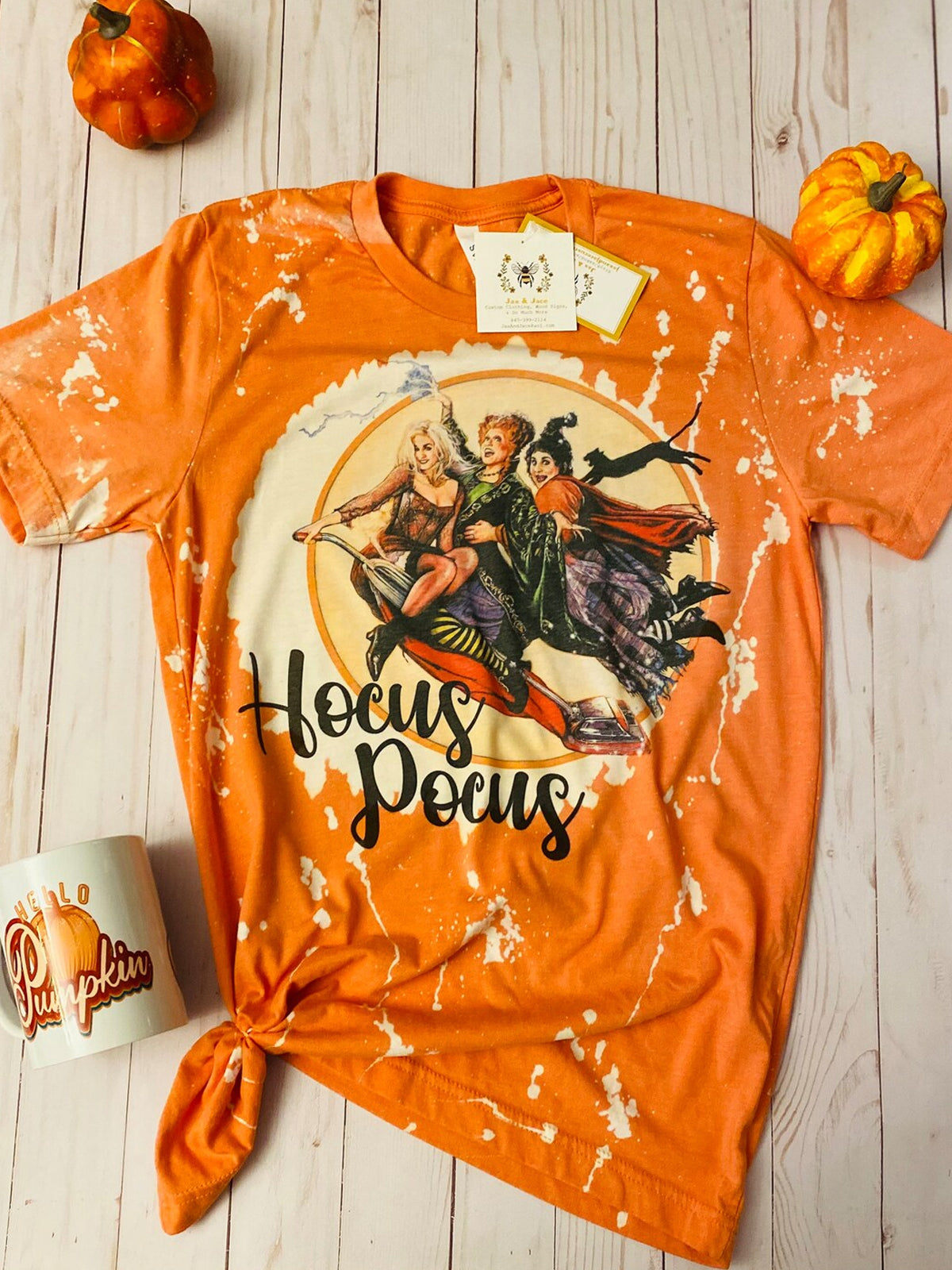 Womens hand Bleached custom Halloween T-shirt-Move Position