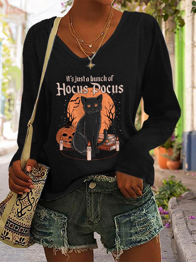 It'S Just A Bunch Of Hocus Pocus Long Sleeve Printed T-Shirt-Move Position