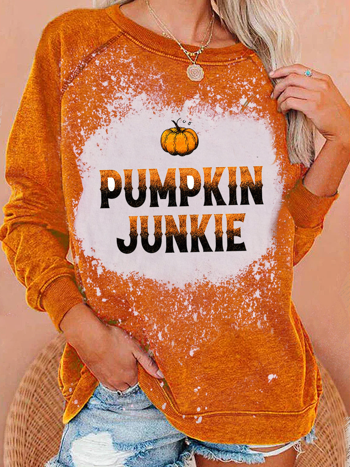 Pumpkin Junkie Long Sleeve Sweatshir-Move Position