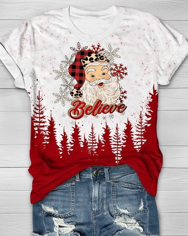 Moveposition™ Merry Christmas Santa Believe Bleached T-Shirt-Move Position