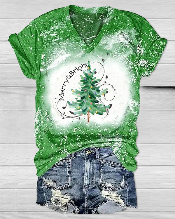 Moveposition™ Christmas Merry+Bright V-neck T-Shirt-Move Position