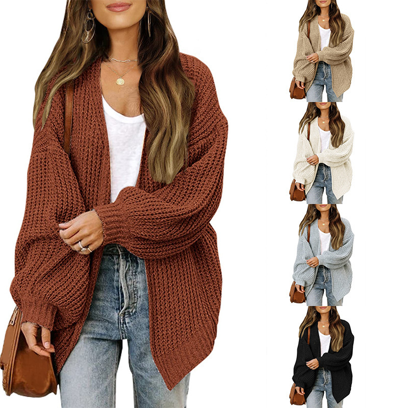 Moveposition™ Women's Chunky Knit Lantern Sleeve Cardigans-Move Position