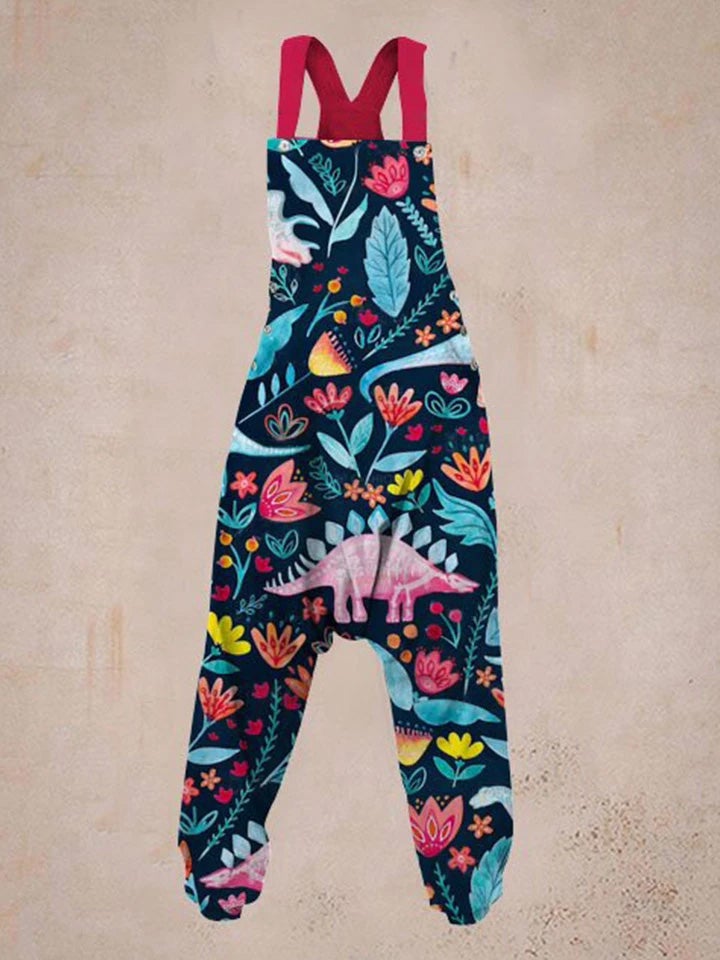 Women's Stegosaurus Print Sleeveless Harem Jumpsuit-Move Position
