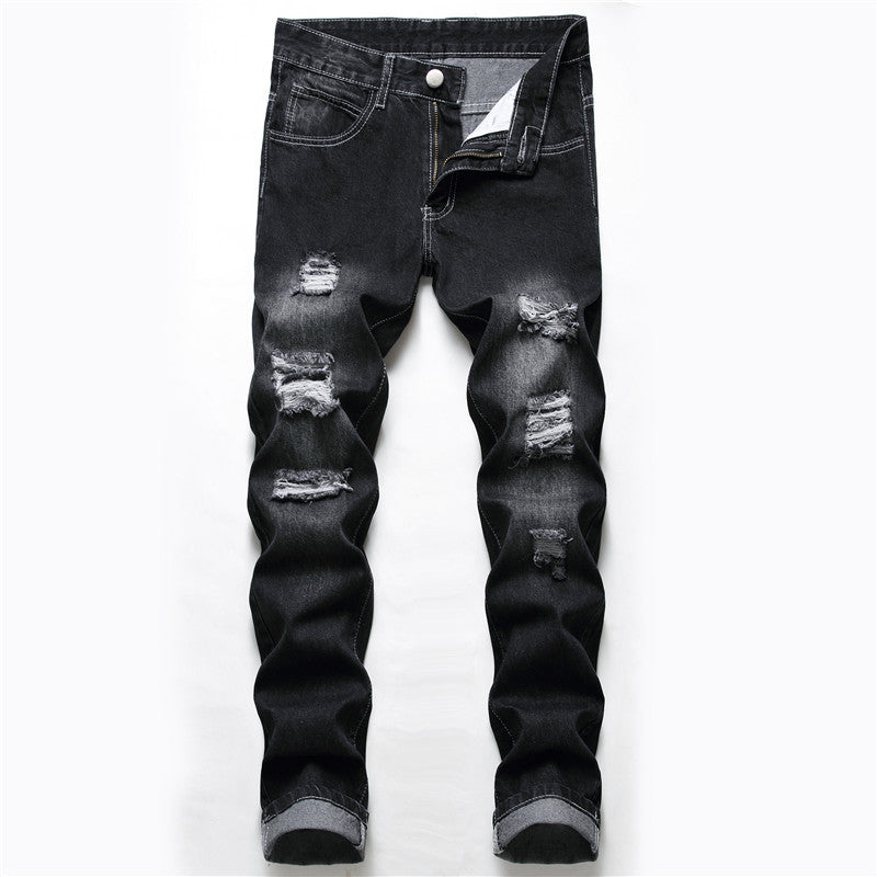 Hole black jeans with holes-Move Position