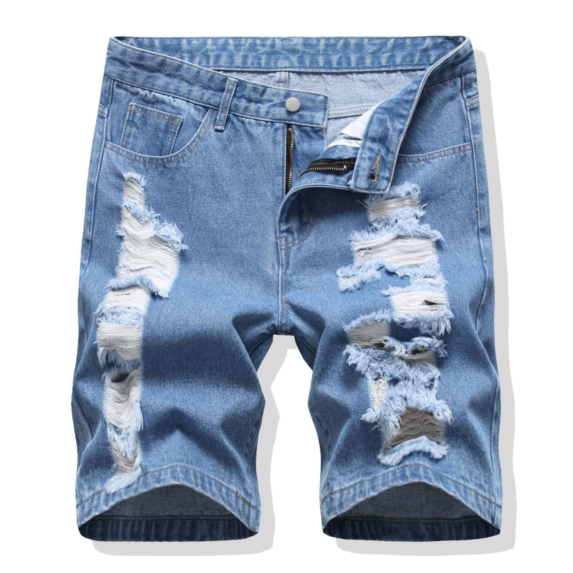 Denim pants men's ripped jeans-Move Position