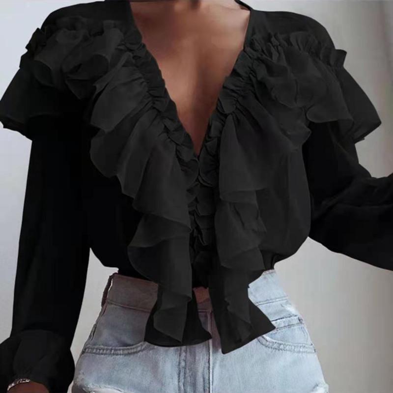 All Yours Ruffled Long Sleeve Blouse-Move Position