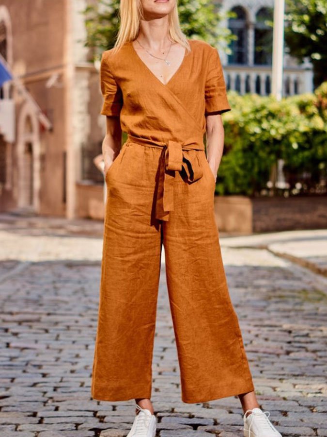 Solid Color Casual Jumpsuit-Move Position