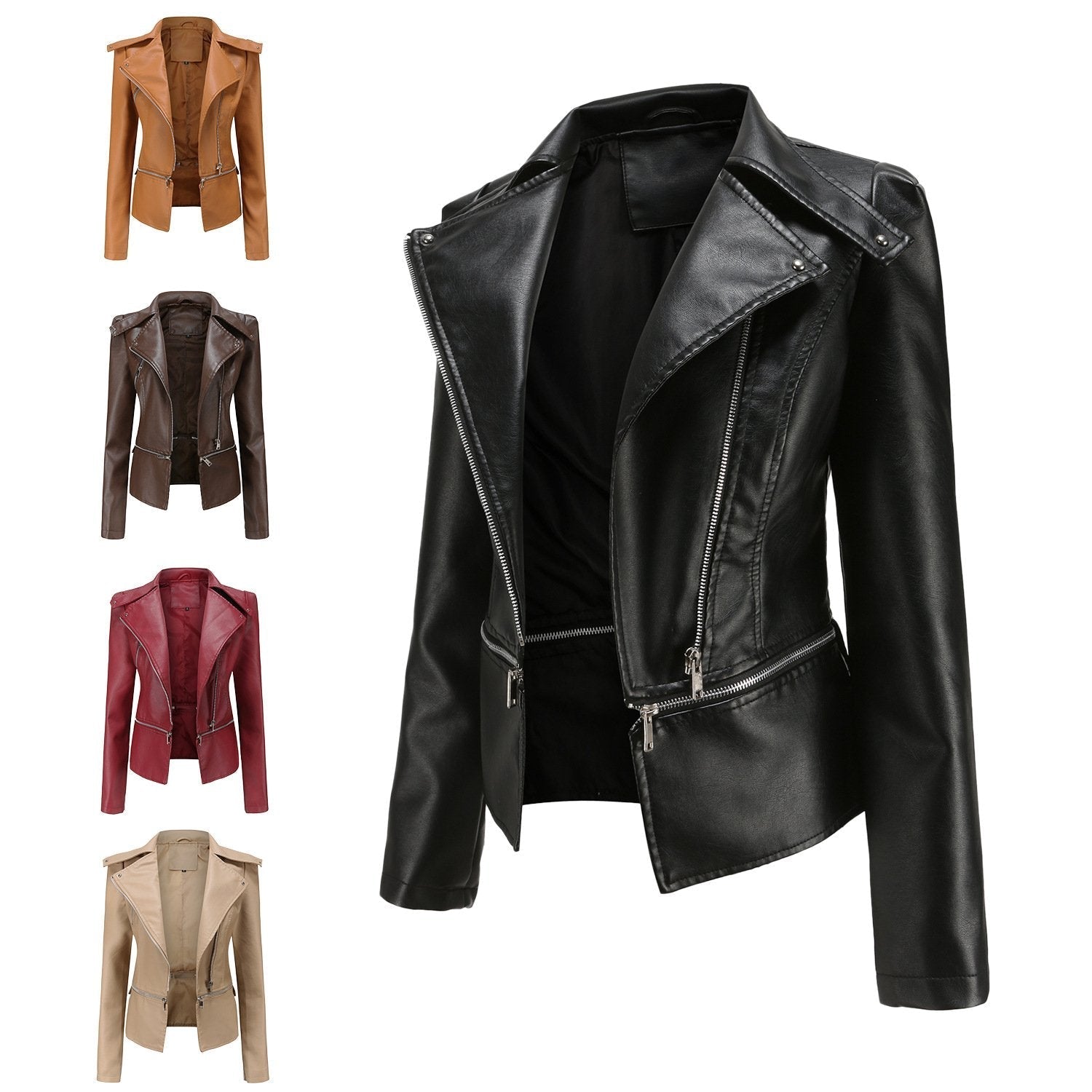 Zipper Soft Leather Jacket-Move Position