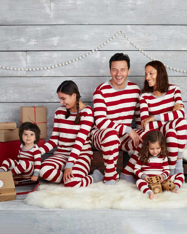 Moveposition™ Stripe Print Christmas Family Matching Long-sleeve Pajamas Sets-Move Position
