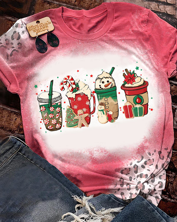 Moveposition™ Merry Christmas Coffee Snowman Print T-shirt-Move Position