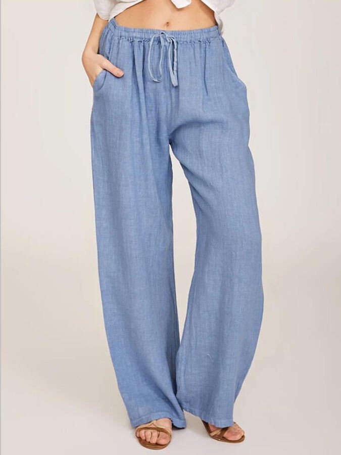 Women's casual cotton linen loose trousers-Move Position