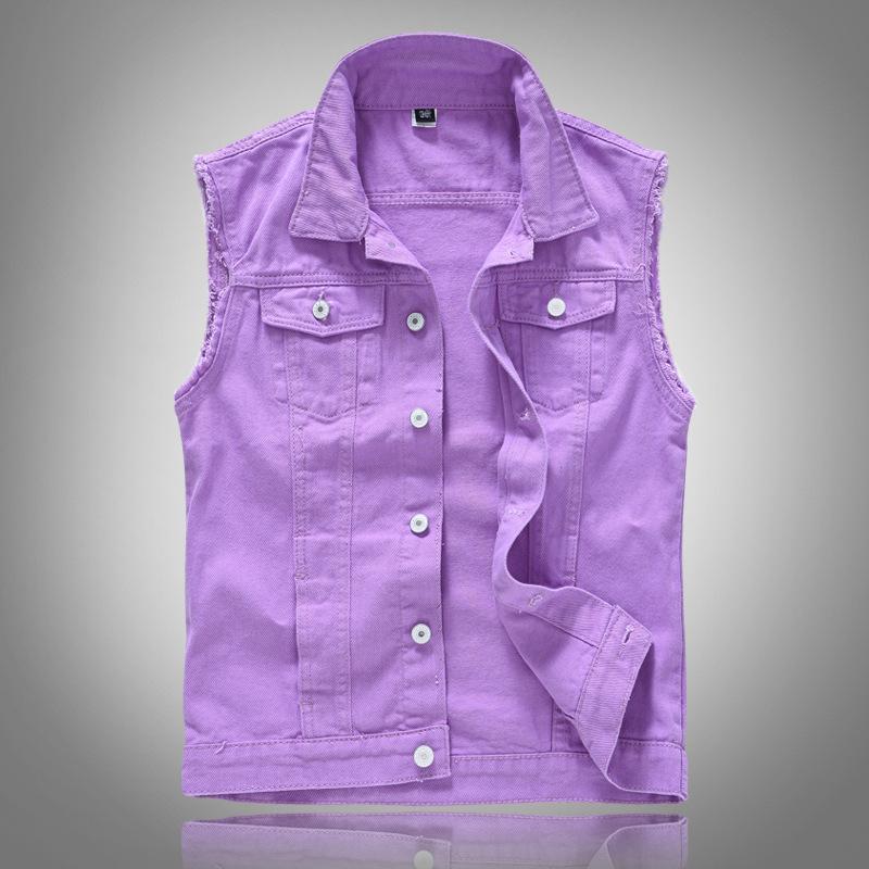Purple slim casual denim waistcoat-Move Position