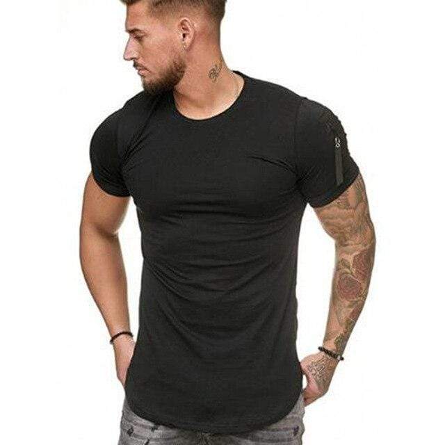 Zipper Shoulder Longline T-Shirt-Move Position