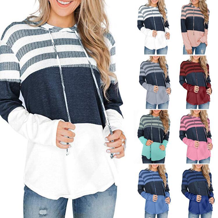 Moveposition™ Women's Stripe Color Block Sweatshirt Hooded -Move Position