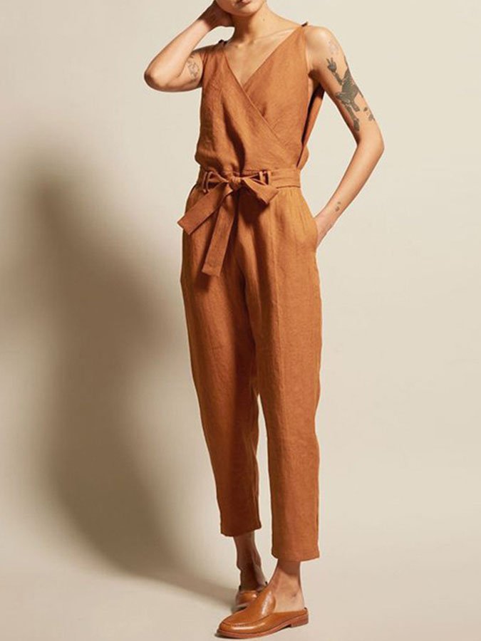 Solid Color Casual One Piece Pants-Move Position