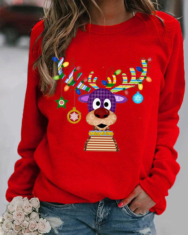 Moveposition™ Christmas Moose Printed Women's Sweatshirt-Move Position