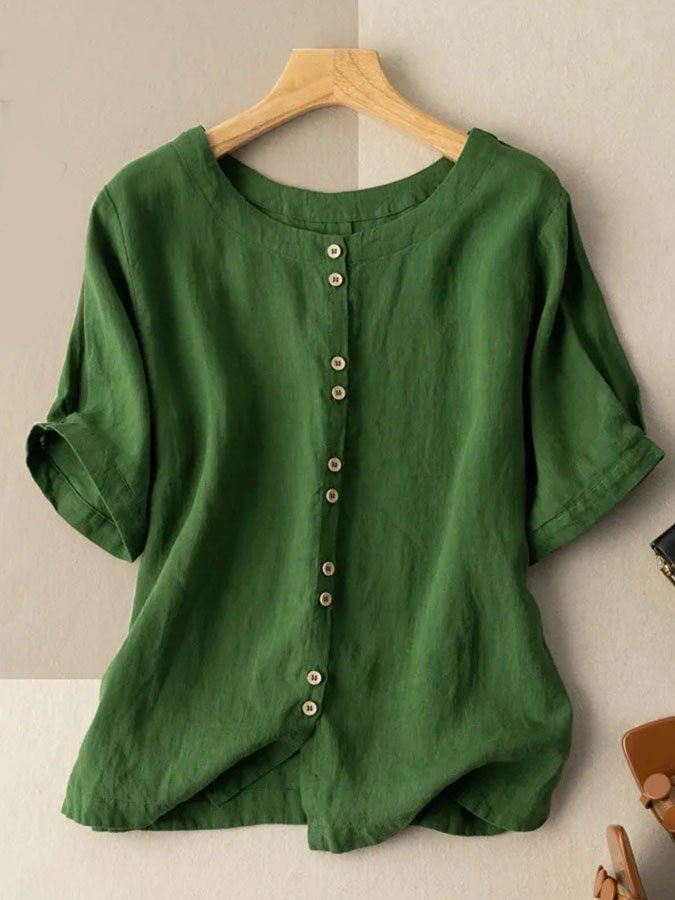 Fashion Solid Color Short Sleeve Shirt-Move Position