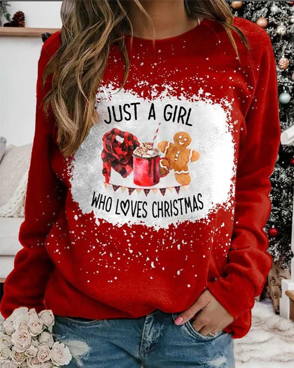 Moveposition™ Just A Girl Who Loves Christmas Long Sleeve Sweatshirt-Move Position
