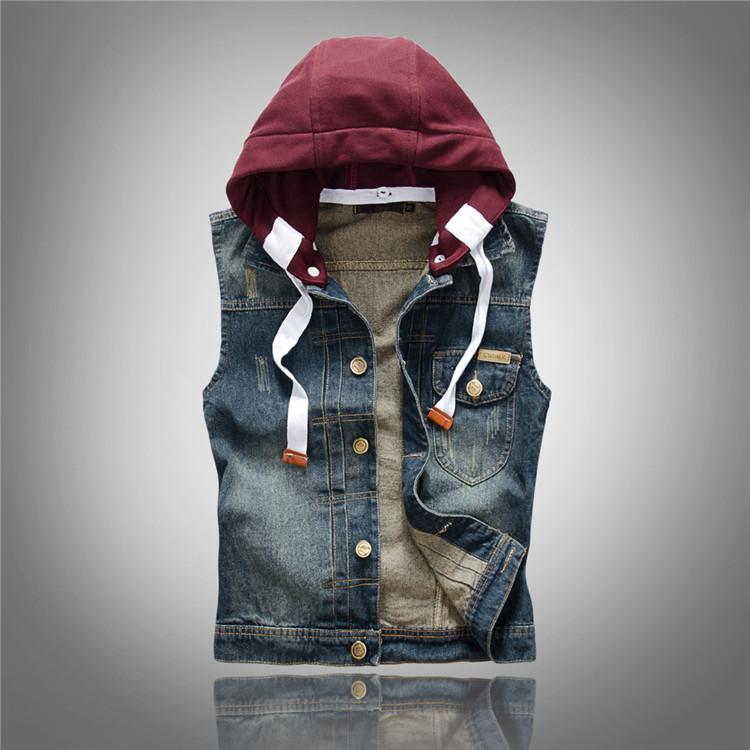Demolition hat denim vest men's dark denim vest-Move Position