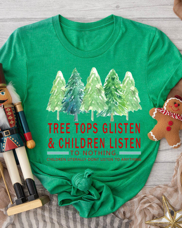 Moveposition™ TREE TOPS GLISTEN Christmas Tree Print T-Shirt-Move Position