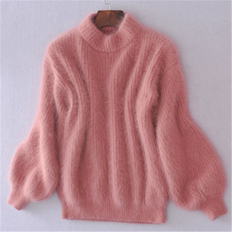 Loose Solid Color Knit Sweater - Vintage Angora Sweater-colinskeirs