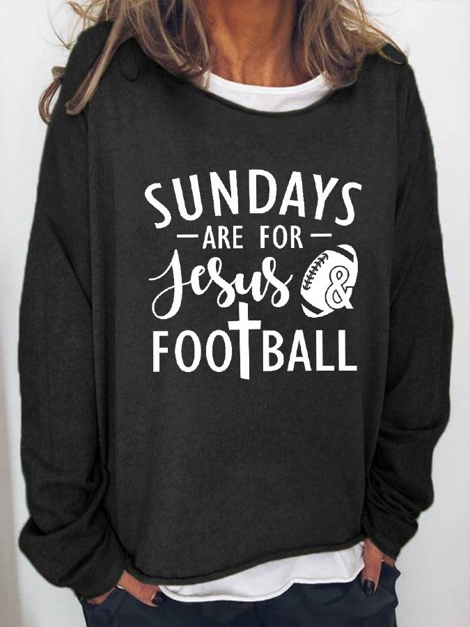 Women&#039;s Sundays Are ForJesus And Footballr Print Sweatshirt-colinskeirs