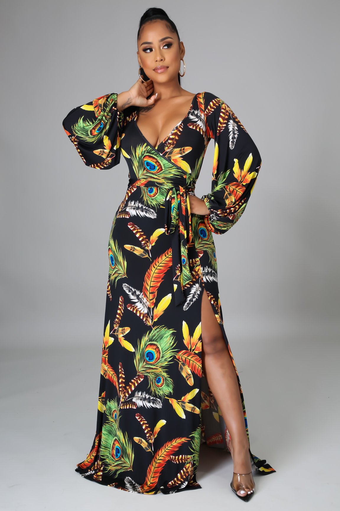 Printed casual maxi dress-colinskeirs