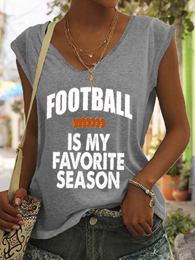 Women&#039;s Football Is My Favorite Season Print T-Shirt-colinskeirs