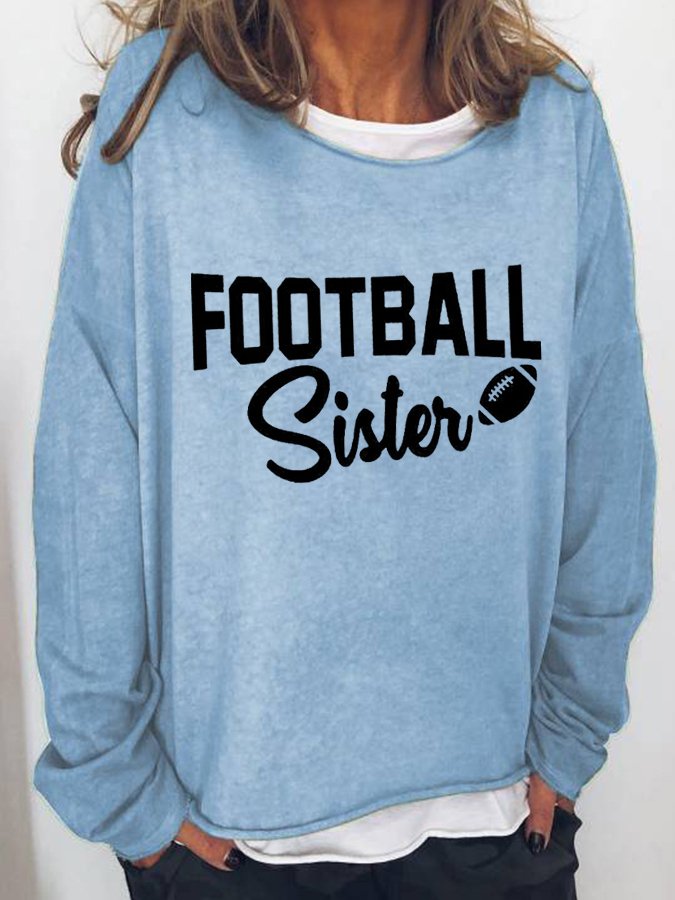Women&#039;s Football Sister Print Sweatshirt-colinskeirs