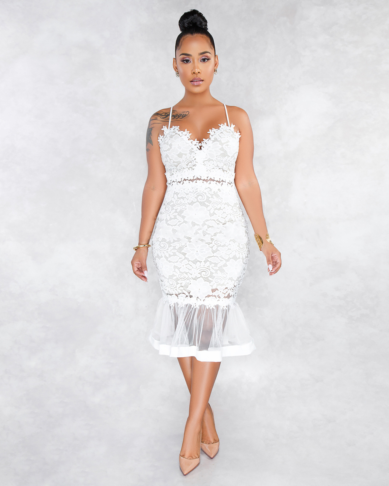 Lace Mermaid Midi Dress-colinskeirs