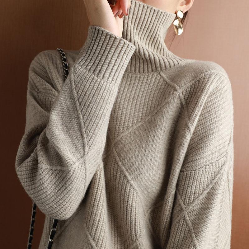 Loose Cashmere Turtleneck Sweater Cardigan-colinskeirs