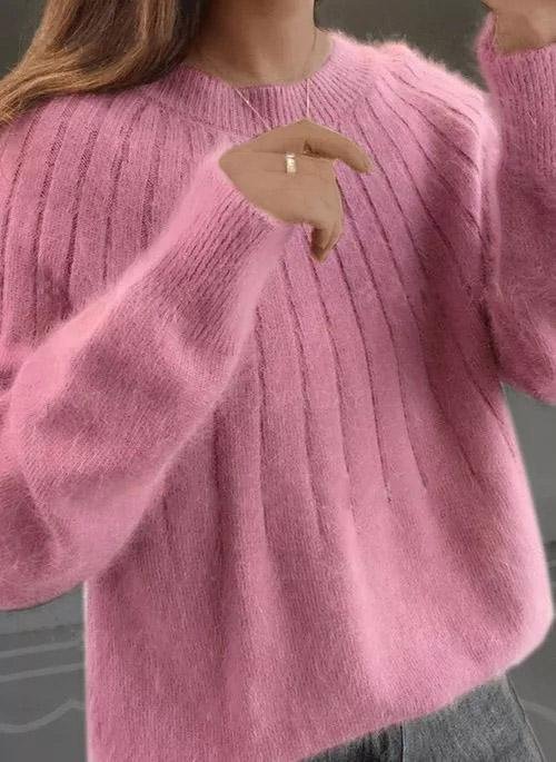🔥Cashmere Solid Color Fluffy Knitting Sweater-colinskeirs