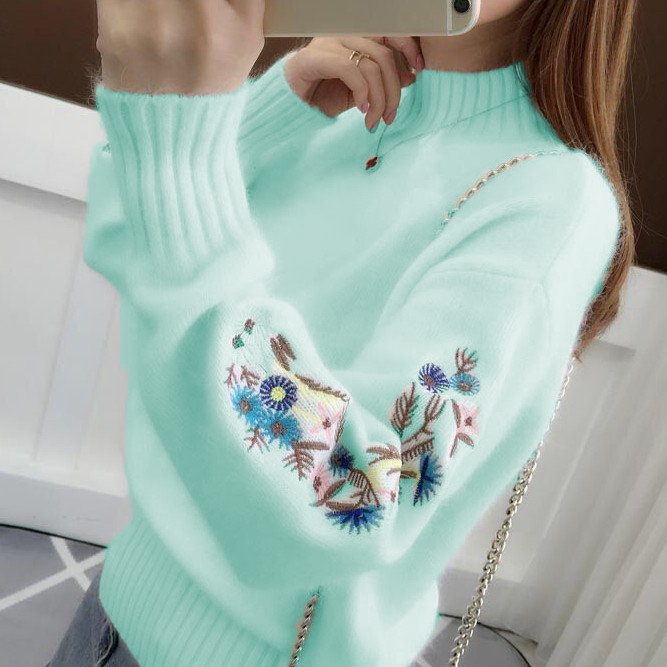 🔥Cashmere Knitted Floral Embroidery Thick Sweater-colinskeirs