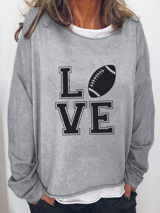 Women&#039;s Casual LOVE FOOTBALL Printed Sweater-colinskeirs