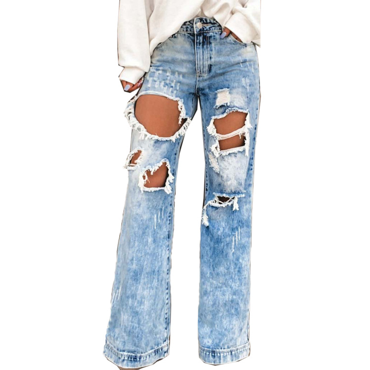 90s Vintage Thigh Distressed Flare Leg Baggy Jeans-colinskeirs