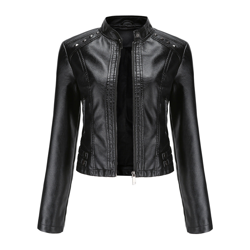 Cropped riveted leather motorcycle jacket-colinskeirs