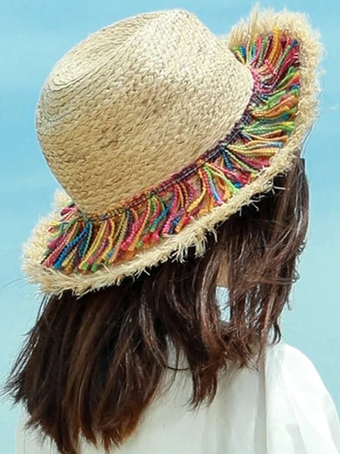 Hand-Woven Bohemian Straw Parent-Child Sun Hat-colinskeirs