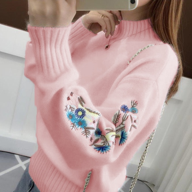 🔥Cashmere Knitted Floral Embroidery Thick Sweater-colinskeirs