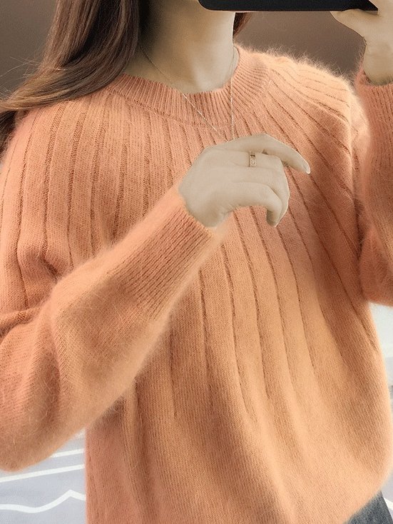 🔥Cashmere Solid Color Fluffy Knitting Sweater-colinskeirs