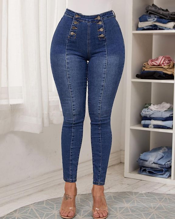 Double Breasted High Waist Skinny Jeans-colinskeirs