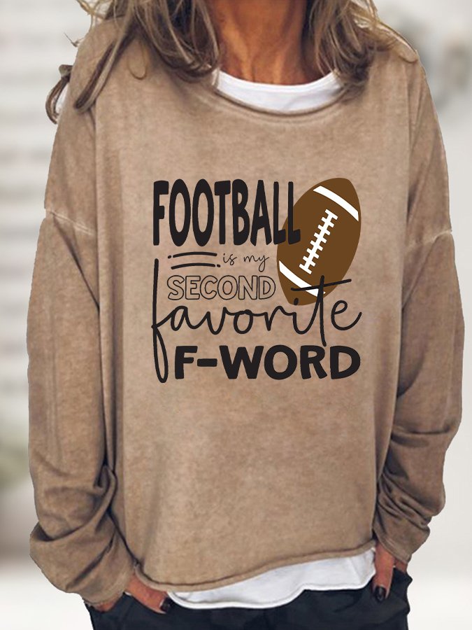 Women&#039;s Casual FOOTBALL IS MY SECOND FAVORITE F-WORD Printed Sweater-colinskeirs