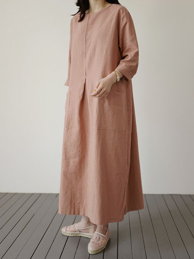 Round Neck Long Sleeve Dress-colinskeirs