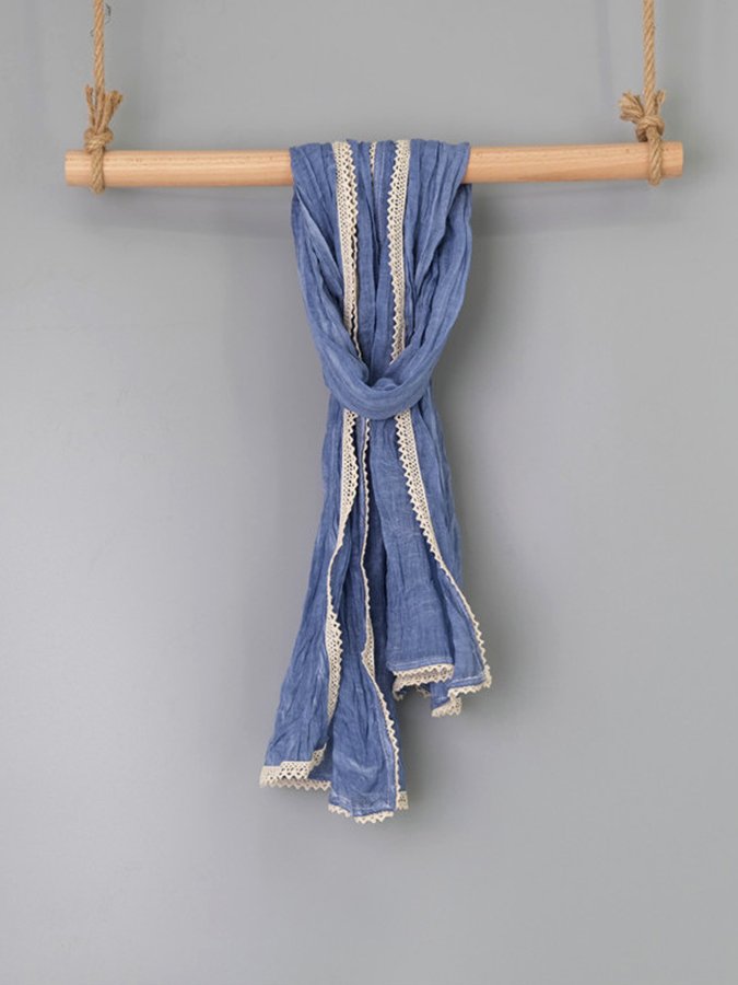 Women's Solid Lace Cotton Scarf-colinskeirs
