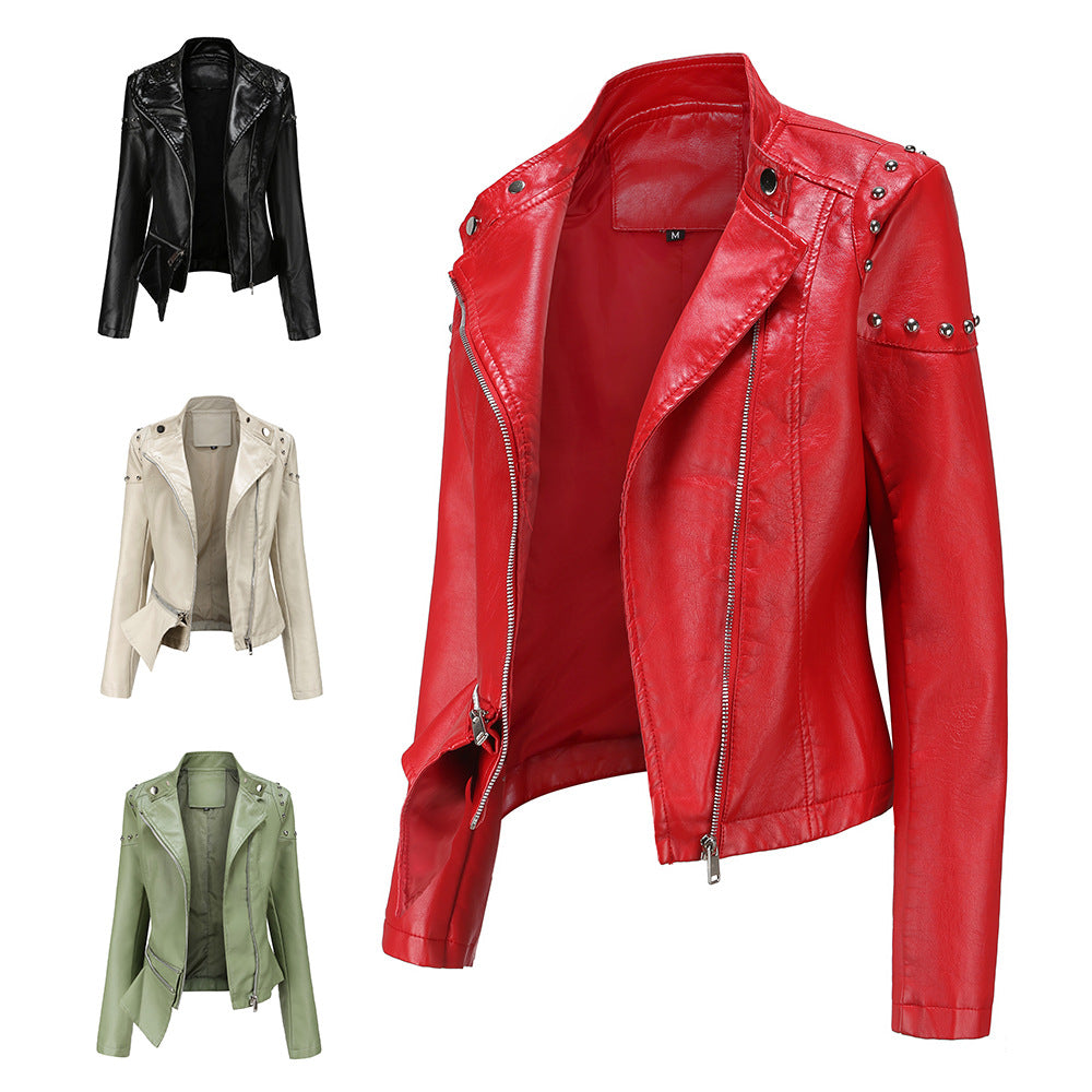 NEW RIVETED WASHED PU LEATHER JACKET-colinskeirs