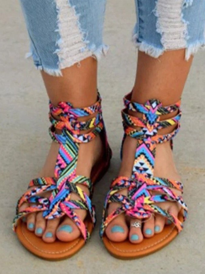 Bohemian Colorful Lace Sandals-colinskeirs