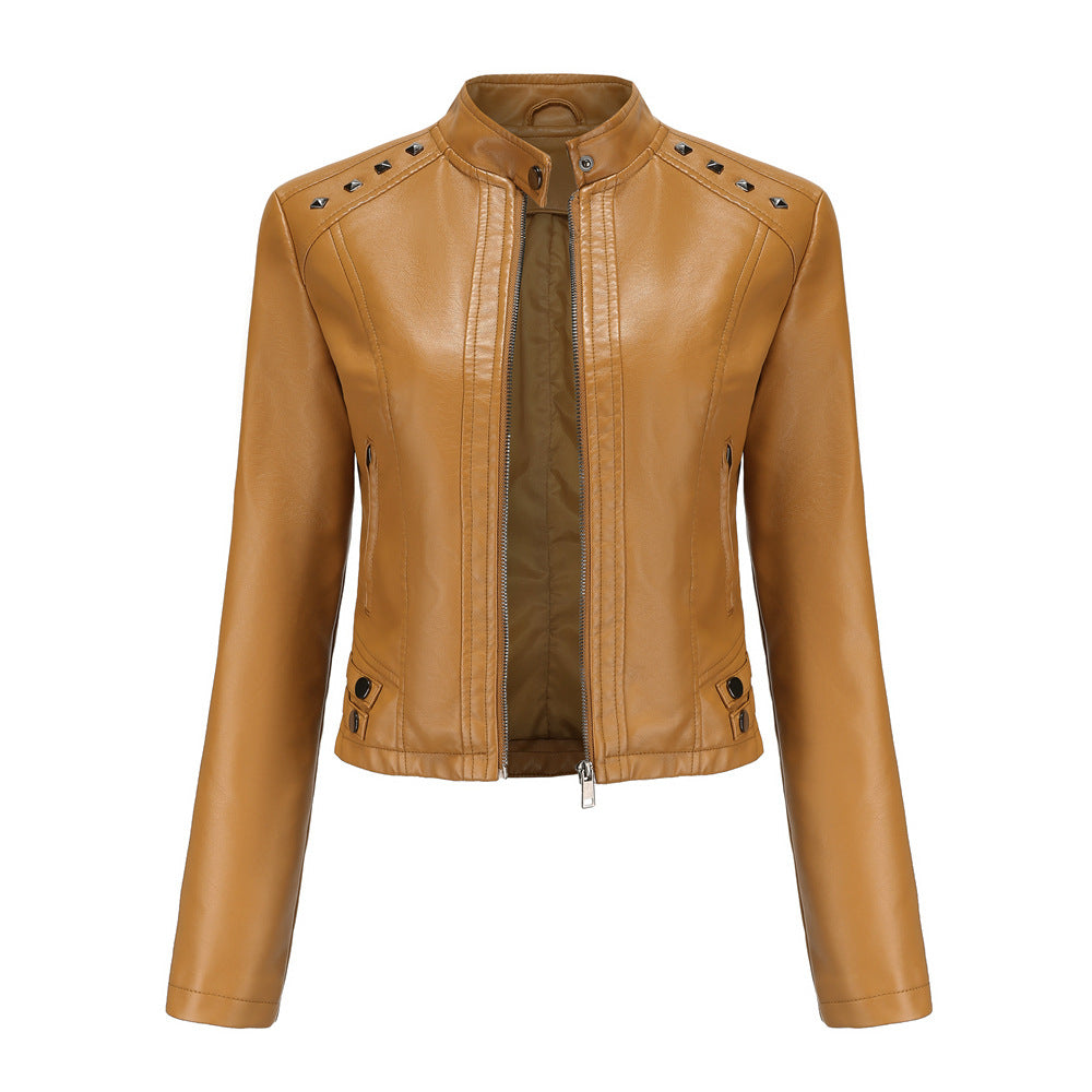 Cropped riveted leather motorcycle jacket-colinskeirs